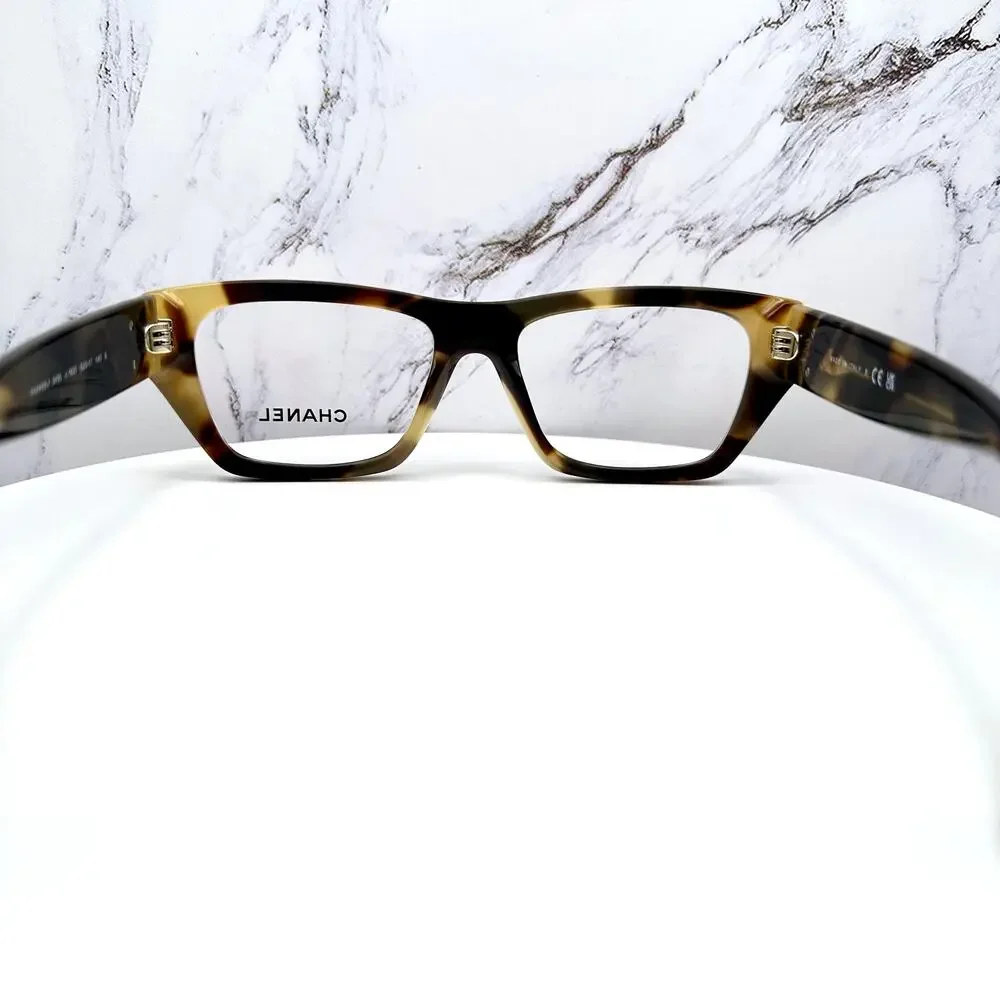 New CHANEL Eyeglasses Brown Gold Chain CC Rectangle 52mm Rx-able - Picture 14 of 16